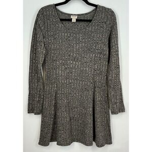 Mossimo Y2K Fit & Flare Skater Dress M Gray Black Textured Knit